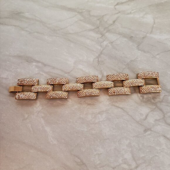 ✨ J.Crew Rhinestone Crystal Pave Link Statement Bracelet ✨ - Picture 1 of 15